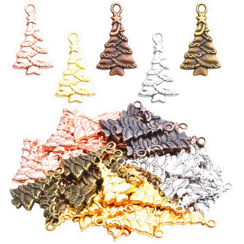 Hendevl Christmas Tree Charm,50pcs Mixed Charm Collections Antique Christmas Tree Pendant Charms Bulk Jewelry Crafting Supplies for DIY Necklace Bracelet Jewelry Making