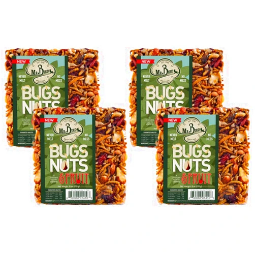 Mr. Bird Bugs, Nuts, Fruit Small Wild Bird Seed Cake 6 oz. pack of 4