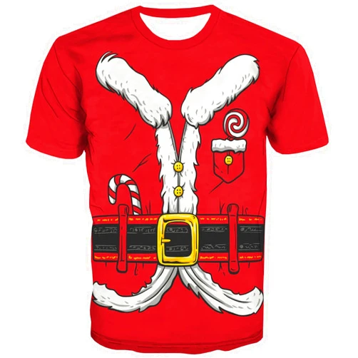KYKU Santa Claus Costume T Shirt Mens Christmas T Shirts Funny Holiday Tshirt Red