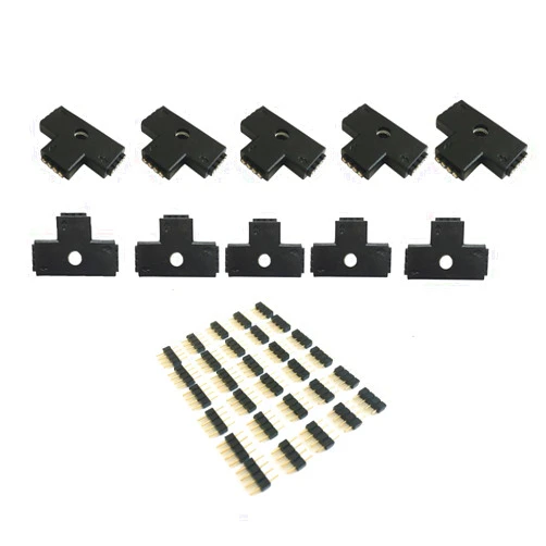 HUALAND 10pcs 10mm 4-pins T-Shape 3-Ends Female Connector for LED RGB 5050 Flex Strip Light (T Shape)