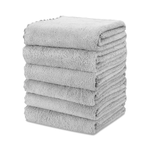 kimteny Kitchen Cloth Dish Towels, 13x28 Inches Premium Dishcloths, Super Absorbent Coral Velvet Microfiber Cleaning Cloths, Fast Drying Rags for Washing Dishes (13x28-6 Pack, Grey)