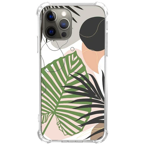 KatocZarl Boho Tropical Plant Pattern Case Compatible with iPhone 12 Pro Max, Minimal Jungle Leaves Art Case for Men and Women for iPhone 12 Pro Max,Slim Shockproof TPU Anti-Scratch Protective Cover