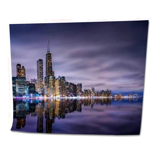 WHFEOIV9RE DIY Paint by Numbers Chicago Skyline Lake Michigan at Night Canvas Painting Set with Acrylic Pigment Paintbrush for Adults Kids Beginners Artwork Gift 16
