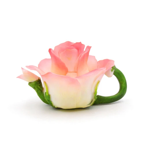 Cosmos Gifts Fine Porcelain Mini Pink Peace Rose Teapot Figurine, 2-1/4