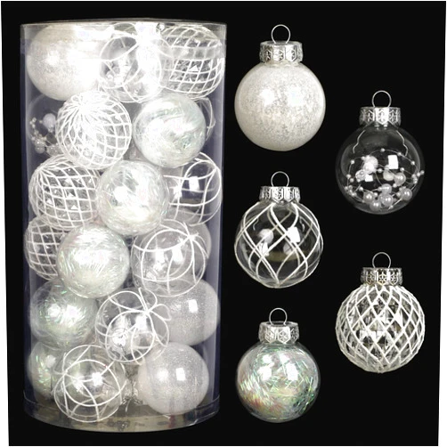 BSTDECOR Clear Christmas Ball Ornaments, 30ct 2.36 Inch White Christmas Ornaments Balls for Christmas Tree with Delicate Stuff Shatterproof Hanging Xmas Tree Baubles Decorations for Wedding Christmas