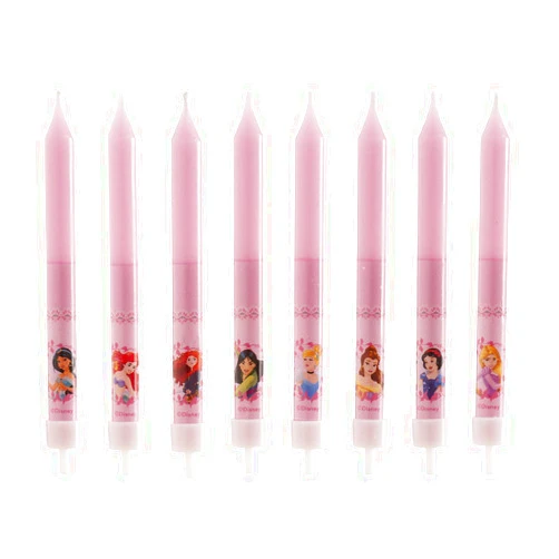 Dekora - 346175 Princesses Set of 8 Pink Wax Stick Candles 8 x 8 x 12 cm