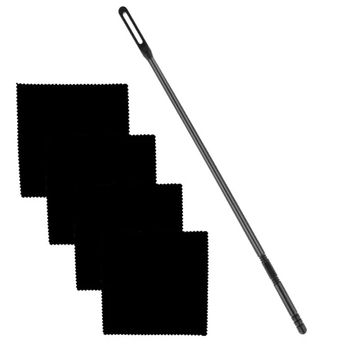 Mozeat Lens Flute Cleaning Rod with 4pcs Cloth Flute Cleaning Kit Flute Cleaning Rod Flute Cleaning Swabs Flute Cleaning Cloth for Flute Cleaning Polishing, Black
