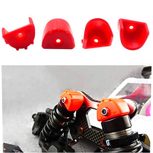 BONRI 4Pack ShareGoo RC Shock Absorber Cap Protector Guards Anti-Collision Cap Compatible with 1/8 RC Car HSP HPI Axial Traxxas Redcat Racing Monster Truck Buggy (Red)