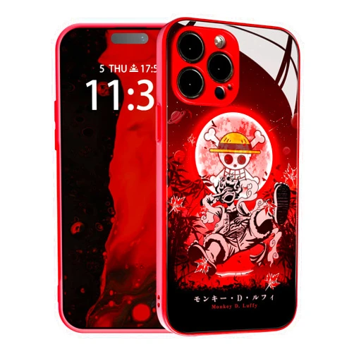HEMINJYJEF Gear 5 Nika JoyBoy Japanese Anime Anti-Drop Color Soft Silicone Protective Shell Manga Pattern Tempered Glass Covers Multicolor Phone Cases for iPhone 14 Pro Max