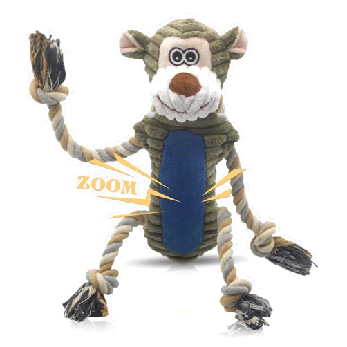 BUYPOW Funny Plush Dog Chew Toys, Squeaky Dog Toys, Interactive Tug of War Puppy Toys, Stuffed Dog Toys for Small, Medium and Large Dogs - Monkey