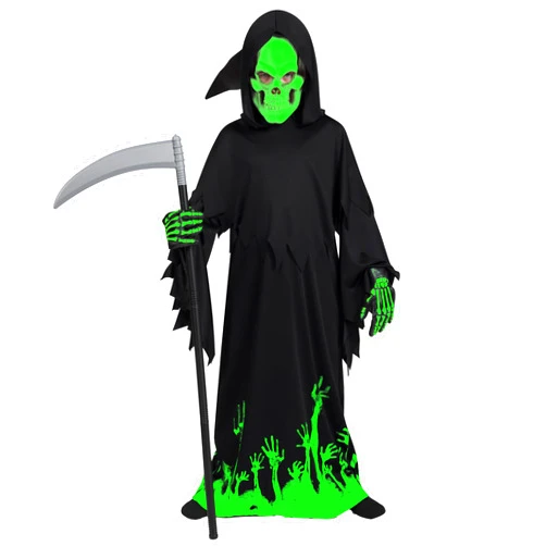 Spooktacular Creations Glow in the Dark Grim Reaper Costume for Boys, Halloween Costumes for Kids, Boys