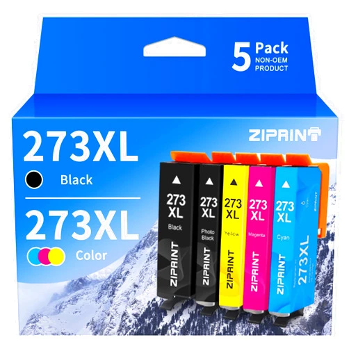 ZIPRINT 273XL Remanufactured Ink Cartridge Replacement for Epson 273 Ink Cartridges, for XP-800 XP-810 XP-820 XP-600 XP-610 XP-620 XP-520 Printer, Black Cyan Magenta Yellow Photo Black, 5-Pack 273XL