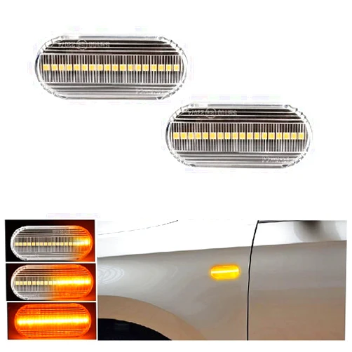 Jyzpine tree LED Dynamic Side Marker Front Fender Side Marker Turn Signal Lamp Flowing Sequential Blinker Light Amber Lamp Compatible For Volkswagen MK4 Golf Jetta Bora, B5 B5.5 Passat, MK4 GTI R32(Clear Lens)