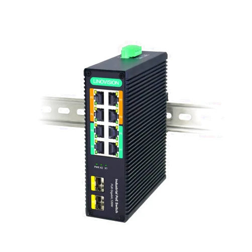 LINOVISION Industrial 8-Port Full Gigabit POE++ Switch with 4 BT 90W PoE Ports, 2 Gigabit SFP Uplinks, POE Budget 120W, POE Watchdog, DIN-Rail POE Switch for PTZ Camera/POE Lighting/ POE Monitor