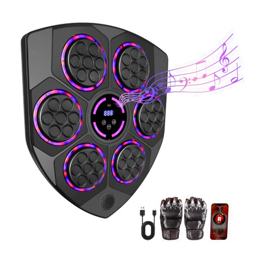 PMPVENO Upgrade Music Boxing Machine with Boxing Gloves, Smart Bluetooth Boxing Trainer, Boxing Wall Mount Machine for Adults Kids, Electronic Boxing Target Fitness for Home, Office, Gym.