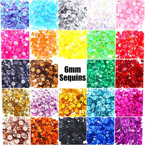 JOYAHO 6MM Loose Sequins, 8400PCS Bulk Round Rainbow Cup Sequins Embroidery Sequins Iridescent Spangles Craft Mixed 24 Colors for Sewing Arts Crafts