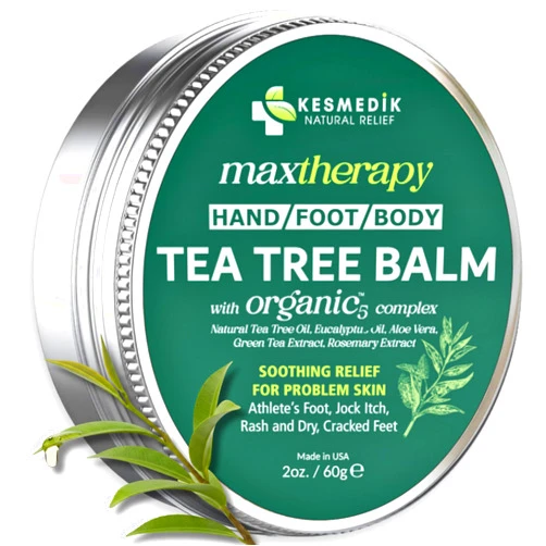 KESMEDIK Tea Tree Oil Balm for Skin, Soothes Itching, Rashes & Dry Skin, Antifungal Defense for Athlete’s Foot, Jock Itch, Chafing, Bug Bites & Eczema, Natural, Effective & Safe for All Ages