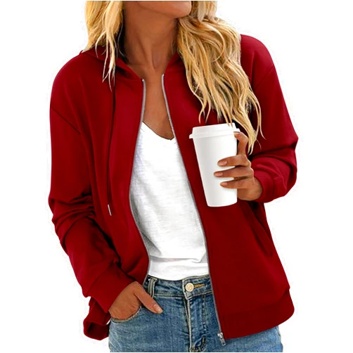 CRAZY GRID Women's Zip Up Jacket Casual Long Sleeve Sweatshirts Fall Coat Outerwear Windbreaker with Pockets S-XXL