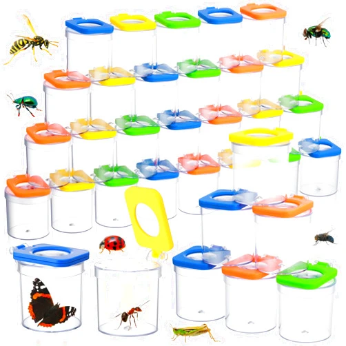Halloscume 36 Pcs Insert Bug Viewer for Kids Magnifying Insect Box Bug Catcher Magnifier Container Critter Collection Kit Insect Cage Jar for Children Science Nature Exploration Tool