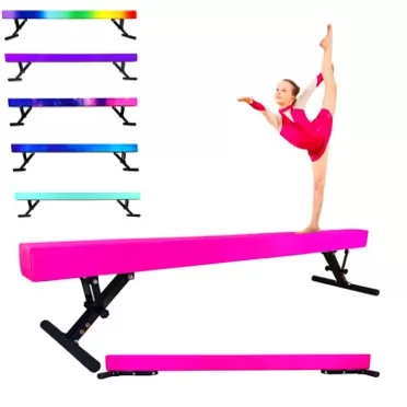 ‎PreGymnastic PreGymnastic Updated Gymnastics Beam, Durable & Sturdy 8FT High & Low Balance Beam-Club Level Gymnastics Competition Style Training Beam Pink