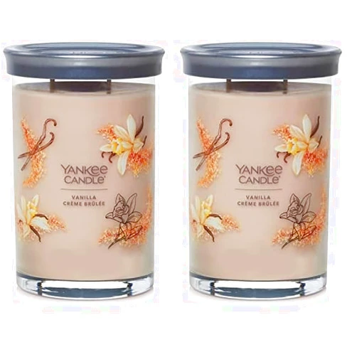 Yankee Candle Vanilla Crème Brûlée Scented, Signature 20oz Large Tumbler 2-Wick Candle, Over 60 Hours of Burn Time (Pack of 2)