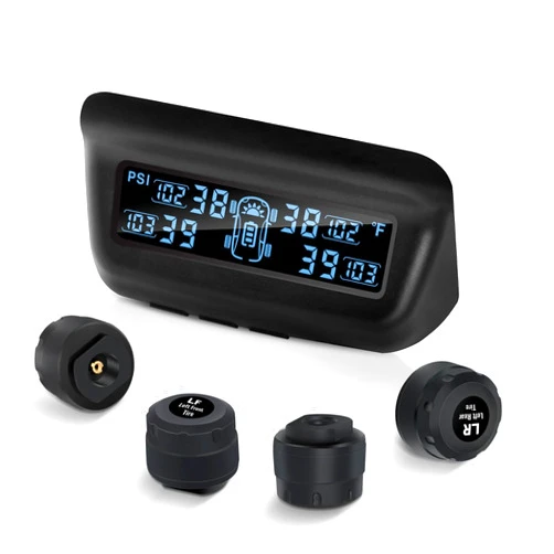 Masoll Tire Pressure Monitoring System, RV/Trailler TPMS with Solar Charging & Auto Calibration, M13 LCD Display tpms 4 sensors (0-87PSI)