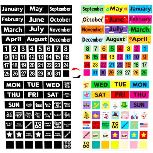 Ceiba tree Magnetic Calendar Numbers Double-sided Month Week and Holiday Magnets Labels for Calendar Whiteboard Classroom Teacher Supplies School Home Office