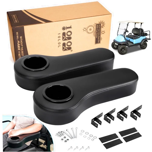10L0L Golf Cart Rear Seat Kit Arm Rest Set with Cup Holder for Yamaha EZGO Club Car Golf Cart UV-Proof Coating Long Lasting, No Drilling Kits Include