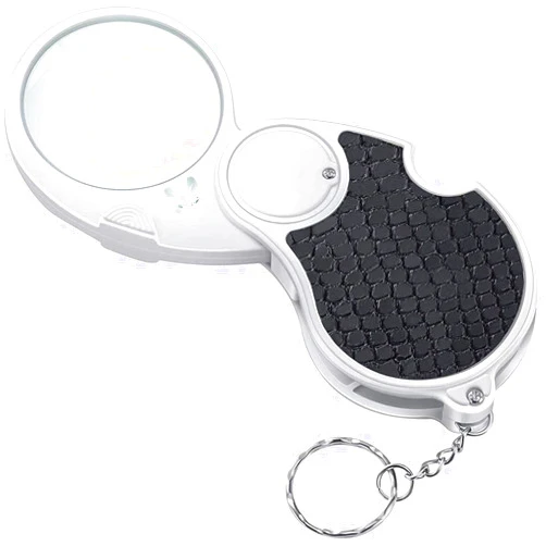 TECHSHARE Magnifying Glass with Light, Lighted Magnifying Glass, 5X Handheld Pocket Magnifier Small Illuminated Folding Hand Held Lighted Magnifier for Reading Coins Hobby Travel - 45 Mm Diameter