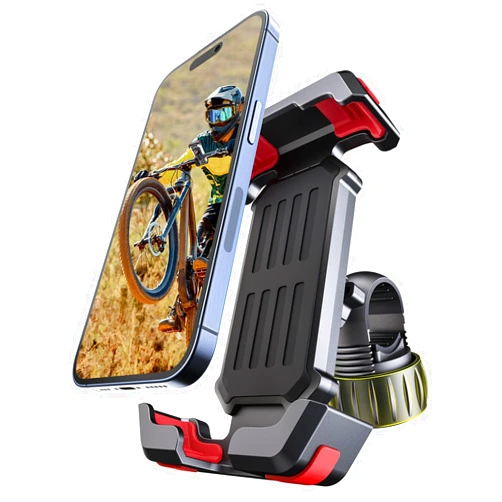 Pnitri Bike Cell Phone Holder, Bike Handlebar Phone Mount [2024 Upgraded 3S Quick Install] Motorcycle Phone Mount, for iPhone Bike Mount, Bicycle Phone Mount Handlebar Fit For EBike, Scooter,Bike Accessories