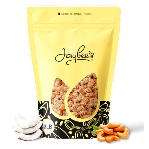 Jaybee's Coconut Toffee Cashews 3 Pound Resealable Pouch | Gourmet Holiday Snack, Perfect for Gifting, Stocking Stuffers & Festive Treats | Jaybee's Nuts