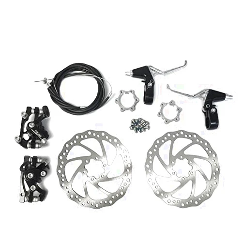 WIROJ Star-Art Front and Back Disc Brake Kit - Aluminum Alloy Calipers, 2 Pcs Stainless Steel 160 mm Rotors & Cable & Brake Lever & 12 Bolts, Freewheel Threaded Hubs Hole Distance of 48mm