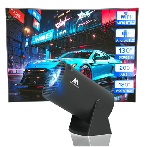 AUBOR MENTECH Mini Projector with WiFi and Bluetooth, 180°Rotatable Portable Projector, 1080P Support, 130