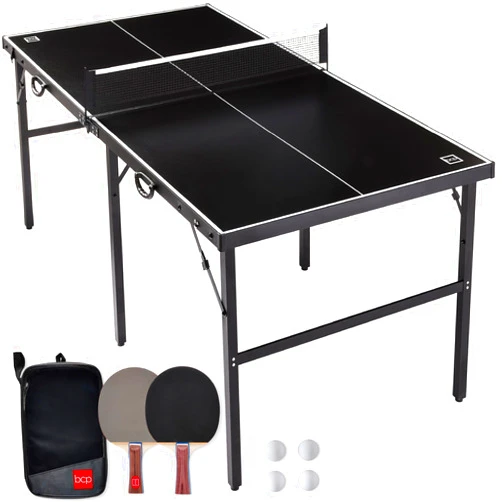 Best Choice Products 6x3ft Portable Ping Pong Table, Mid-Size Folding Indoor Outdoor Table Tennis w/ 2 Paddles, 4 Balls Included, Carrying Bag