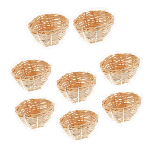 Sosoport 8pcs Bird's Nest Rest Cave for Bird Cottages Bird Wood Crafts Weave Bird Nests Artificial Tree Branches Pet Bedding Wicker Decor Weaving with Hook Birds