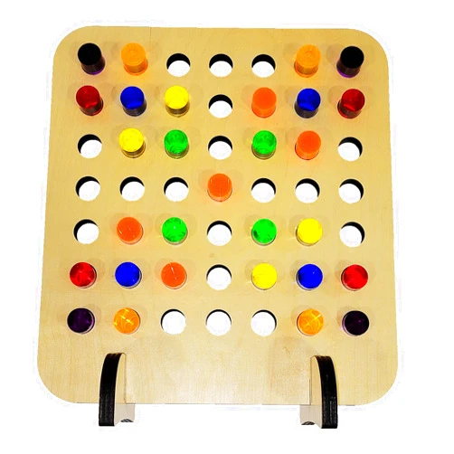 SUPREMETECH Rainbow Peg Board | Montessori Shape and Color for Kids | Wooden and Acrylic Manipulatives Materials