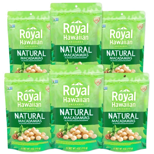 Royal Hawaiian Orchards Macadamia Nuts, Natural, 4 oz (Pack of 6)