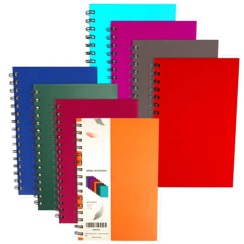 EOOUT 8 Pack Spiral Notebook, Hardcover A5 Notebooks, College Ruled Spiral Journals, Assorted Jewel Tone Colors, 160 Pages, 5.5