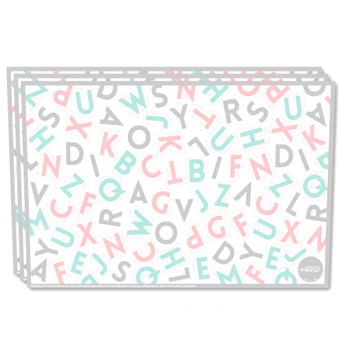 Hero Style Disposable Placemats for Baby and Toddler 40 Pack Stick-On Placemats for Kids | Colorful Alphabet Educational Design Restaurant Dining Table and Travel Essentials for Toddlers and Family BPA Free