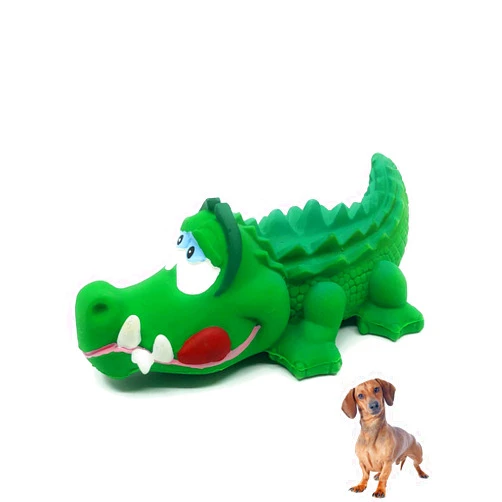 Lucas b Natural Dog Toys Alligator Sensory Squeaky Dog Toy Natural Rubber (Latex) Complies with Same Safety Standards as Baby Toys Soft Squeaky Small Breed Puppies