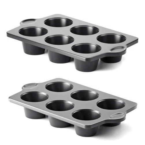 HONGBAKE Nonstick Jumbo Muffin Pan, 2 Pack Large Cupcake Tin for Baking, Cup Cake Tray, 3.5dia, 6 Cup, Premium, Extra Thick, Dishwasher Safe