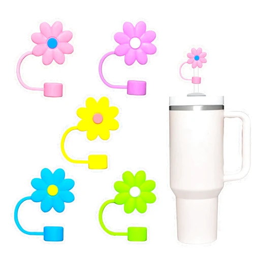 Meeeyya 5PCS Straw Cover Caps for Stanley Cup, 0.4in Flower Straw Covers for Stanley Cup Fit Stanley 20&30&40 Oz Tumbler,Straw Toppers for Stanley Cup Accessories