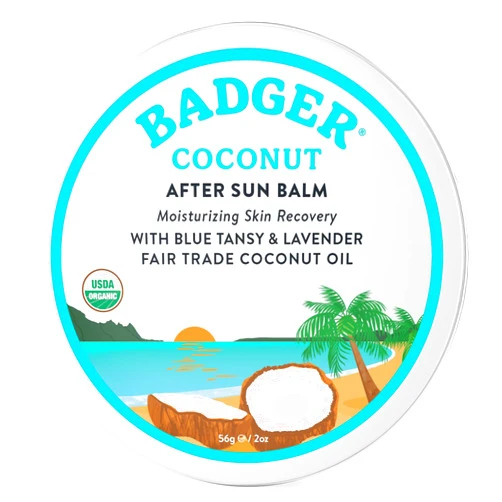 Badger Coconut After Sun Balm with Organic Cocoa Butter & Shea Butter, Rescue Balm, Soothing & Cooling Balm for Tight Dry Skin After Sun Exposure, 2 oz