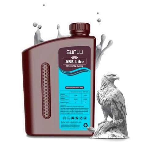 SUNLU 2000G ABS Like Resin for 3D Printer, 405nm UV Curing Photopolymer Rapid 3D Resin for 2K 4K 6K 8K LCD/DLP/SLA 3D Printers, Non-Brittle & High Precision & Low Shrinkage, 2KG, Grey