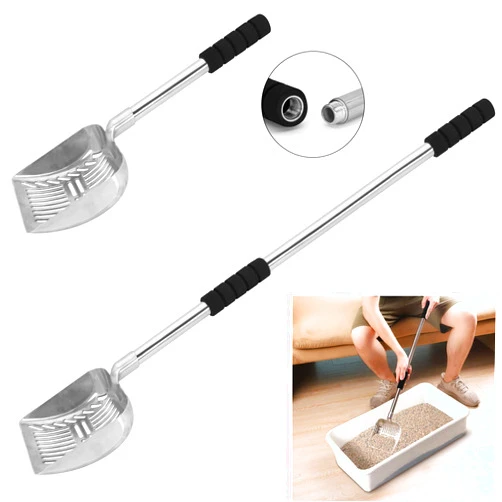 Abealv Cat Litter Scoop Metal Cat Litter Scooper Long Handle Cat Scoop Detachable Stainless Steel Non-Stick Cat Litter Sifter Pet Scoop with Deep Shovel Kitty Cat Scooper for Sifting Cats Litter