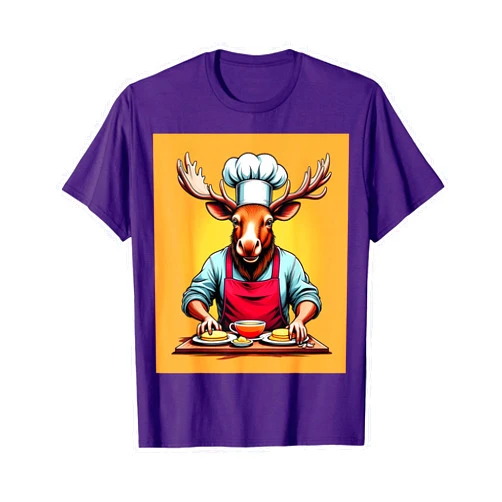 Oeiras Design Studio Chef Moose Cooking Pancakes T-Shirt