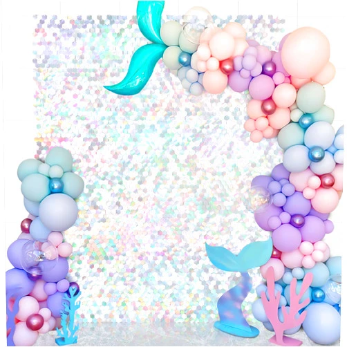 LuoluoHouse Iridescent Shimmer Wall Backdrop Hexagon Sequin Panels-12pcs Sequin Glitter Wall Photo Backdrops for Birthday Party Decoration Wedding Engagement Anniversary Baby Shower (Iridescent Silver)
