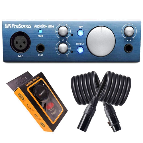 PreSonus AudioBox Ione USB Audio Interface 2-in/2-out with 1 x XLR Microphone Input, 1 x 1/4