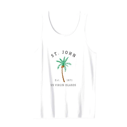 St. John US Virgin Islands Apparel - DZignLine St. John US Virgin Islands Colorful Palm Tree Retro Novelty Tank Top