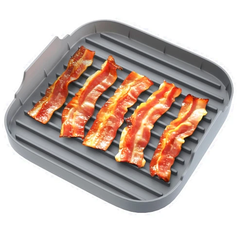 Jillmo Silicone Microwave Bacon Cooker, Large Microwave Bacon Tray, Grey